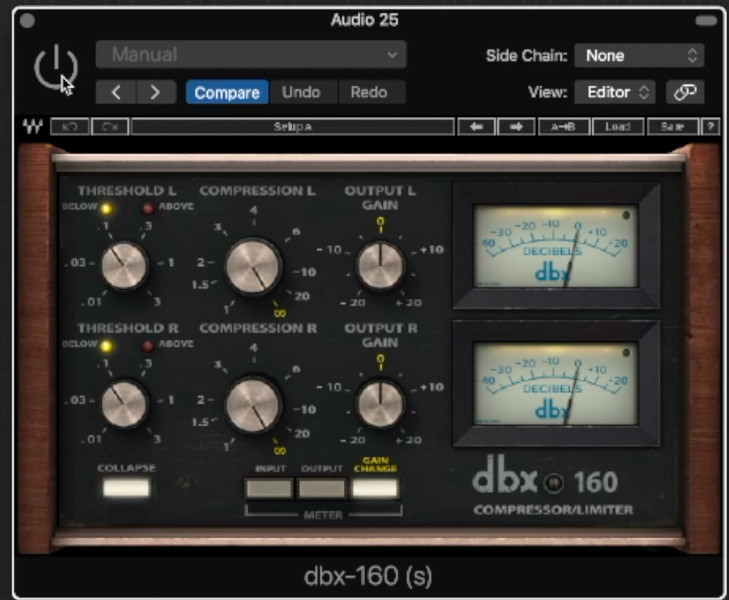 DBX 160 compressor attack fader